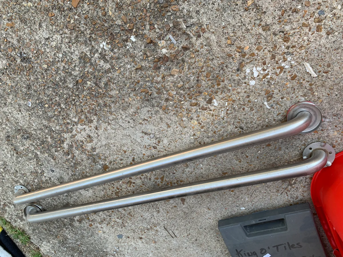 Pair of 42-Inch Stainless Steel Safety Grab Bars - Heavy Duty