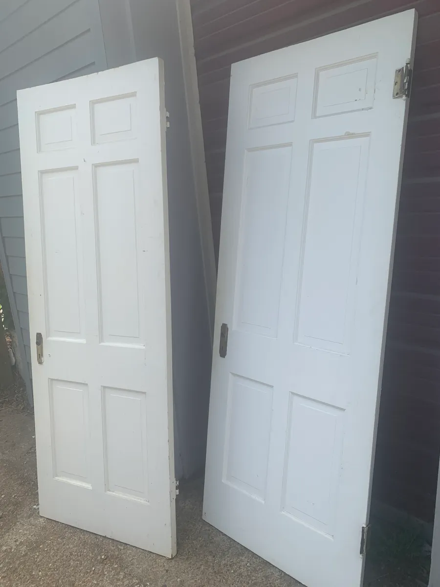 Two Matching Solid Wood Vintage Doors w/ Hardware