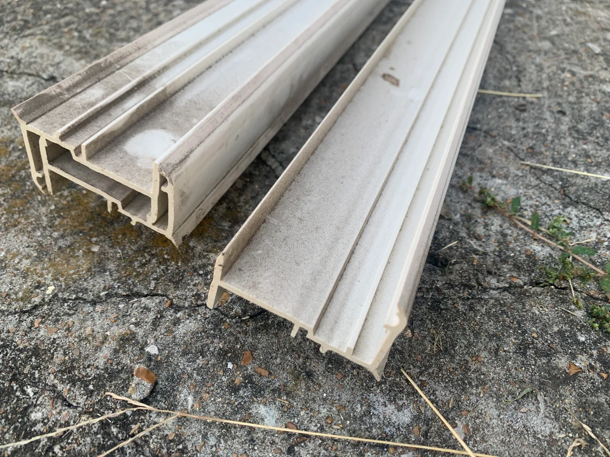White Extruded Vinyl Window Frame Replacement Tracks / Sills.